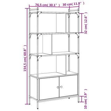 Bookcase with Doors Brown Oak 76.5x30x154.5 cm Engineered Wood