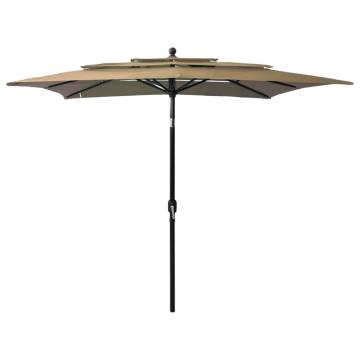 3-Tier Parasol with Aluminium Pole Taupe 2.5x2.5 m