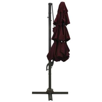 4-Tier Parasol with Aluminium Pole Bordeaux Red 3x3 m