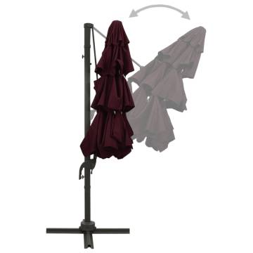 4-Tier Parasol with Aluminium Pole Bordeaux Red 3x3 m