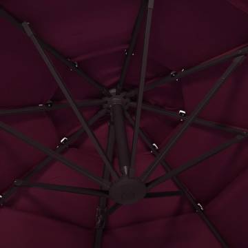 4-Tier Parasol with Aluminium Pole Bordeaux Red 3x3 m