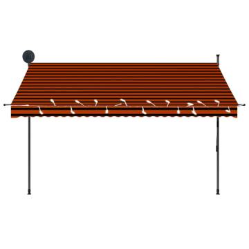 Manual Retractable Awning with LED 300 cm Orange and Brown