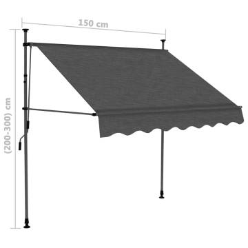 Manual Retractable Awning with LED 150 cm Anthracite