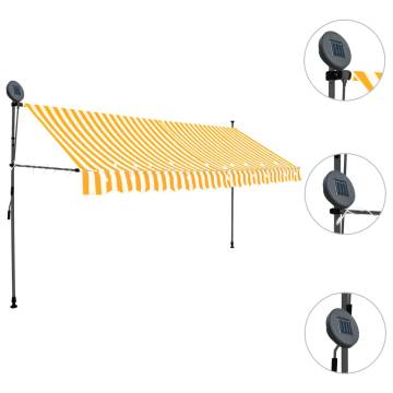 Manual Retractable Awning with LED 400 cm White and Orange