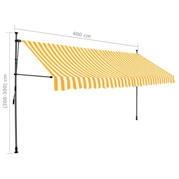 Manual Retractable Awning with LED 400 cm White and Orange