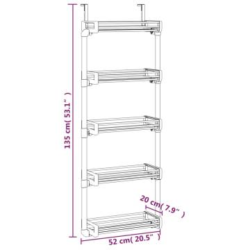 Door Organiser with 5 Shelves 52x20x135 cm Aluminium