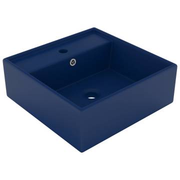 Luxury Basin Overflow Square Matt Dark Blue 41x41 cm Ceramic