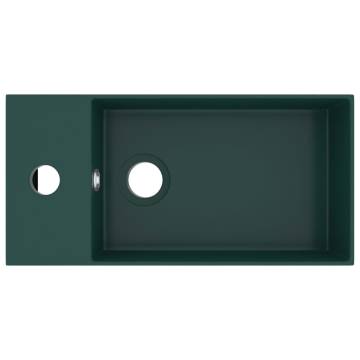 Bathroom Sink with Overflow Ceramic Dark Green