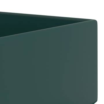 Bathroom Sink with Overflow Ceramic Dark Green