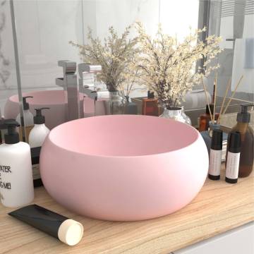 Luxury Wash Basin Round Matt Pink 40x15 cm Ceramic