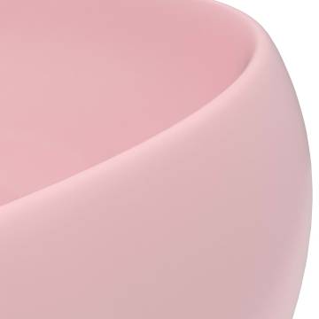 Luxury Wash Basin Round Matt Pink 40x15 cm Ceramic