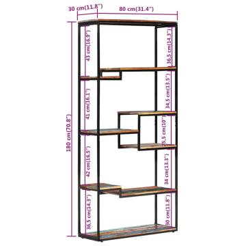 Bookcase 80x30x180 cm Solid Reclaimed Wood