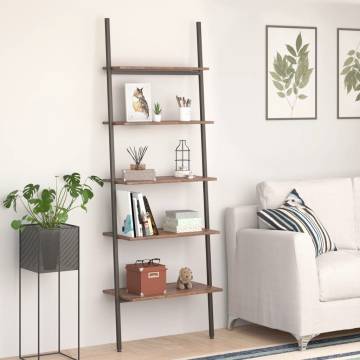 5-Tier Leaning Shelf Dark Brown and Black 64x34x185.5 cm