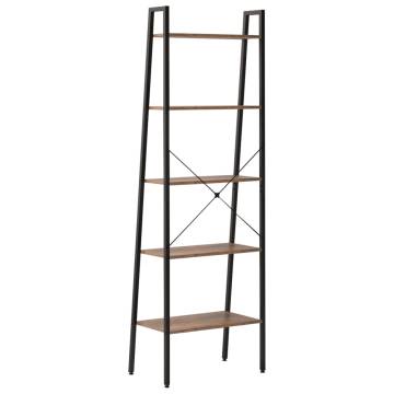 5-Tier Standing Shelf Dark Brown and Black 56x35x174 cm