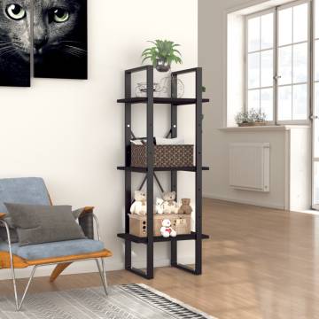 3-Tier Book Cabinet Black 40x30x105 cm Engineered Wood