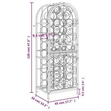 Wine Rack for 41 Bottles Black 45x36x120 cm Wrought Iron