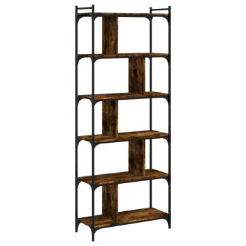 Bookcase 6-Tier Smoked Oak 76x32x192 cm Engineered Wood