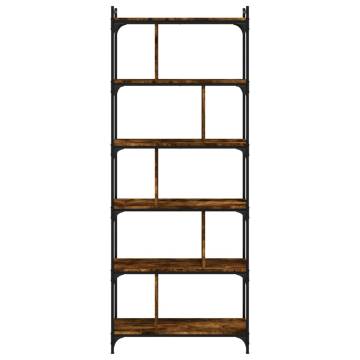 Bookcase 6-Tier Smoked Oak 76x32x192 cm Engineered Wood