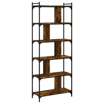 Bookcase 6-Tier Smoked Oak 76x32x192 cm Engineered Wood