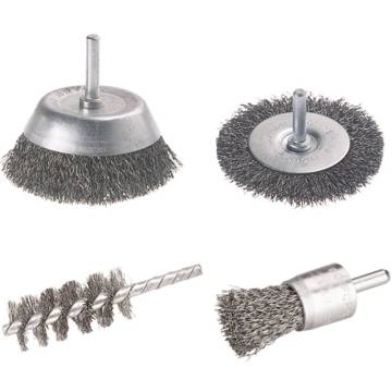 wolfcraft Wire Brush Set Round Shank 4 pieces 2133000