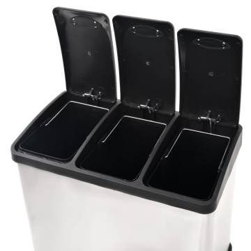 Recycling Pedal Bin Garbage Trash Bin Stainless Steel 24 L