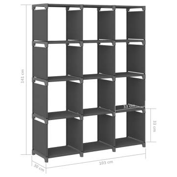 12-Cube Display Shelf Grey 103x30x141 cm Fabric