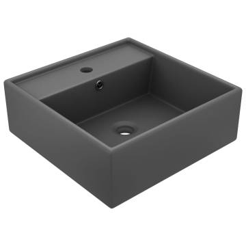 Luxury Basin Overflow Square Matt Dark Grey 41x41 cm Ceramic