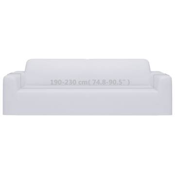 3-Seater Stretch Couch Slipcover White Polyester Jersey