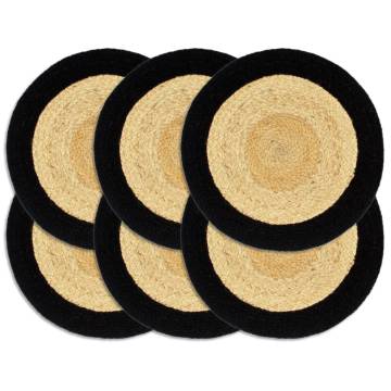 Placemats 6 pcs Natural and Black 38 cm Jute and Cotton