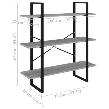 Book Cabinet Grey Sonoma 100x30x105 cm Engineered Wood