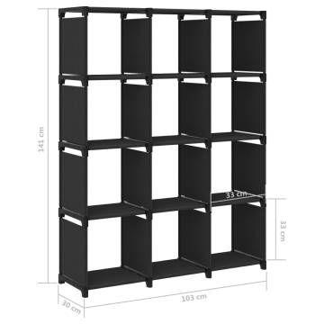 12-Cube Display Shelf Black 103x30x141 cm Fabric