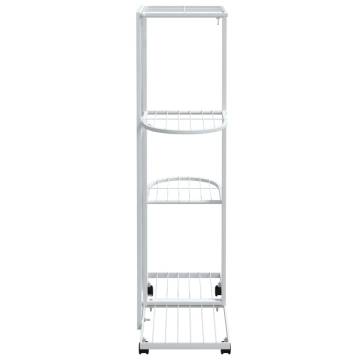 4-Floor Flower Stand with Wheels 44x23x80 cm White Iron