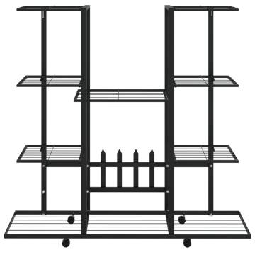 Flower Stand with Wheels 94.5x24.5x91.5 cm Black Iron