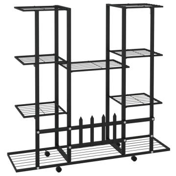 Flower Stand with Wheels 94.5x24.5x91.5 cm Black Iron