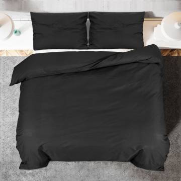 Duvet Cover Set Black 260x220 cm Cotton