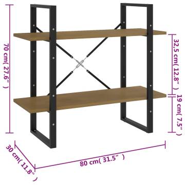 2-Tier Book Cabinet 80x30x70 cm Solid Pine Wood