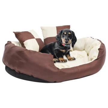 Reversible & Washable Dog Cushion Brown and Cream 85x70x20 cm