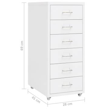 Mobile File Cabinet White 28x41x69 cm Metal