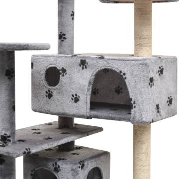 Cat Tree with Sisal Scratching Posts 125 cm Paw Prints Grey