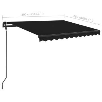 Manual Retractable Awning with Posts 3x2.5 m Anthracite