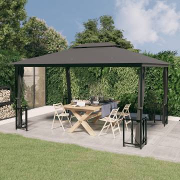 Gazebo with Sidewalls&Double Roofs 3x4 m Anthracite