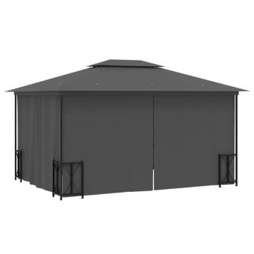 Gazebo with Sidewalls&Double Roofs 3x4 m Anthracite