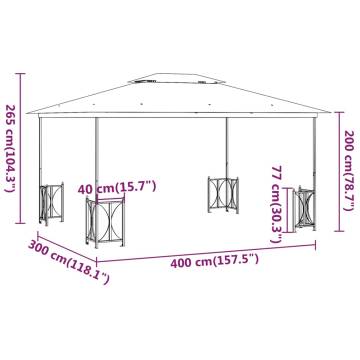 Gazebo with Sidewalls&Double Roofs 3x4 m Anthracite