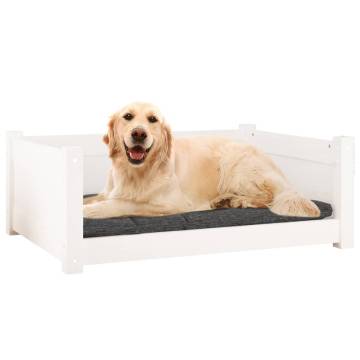 Dog Bed White 75.5x55.5x28 cm Solid Pine Wood