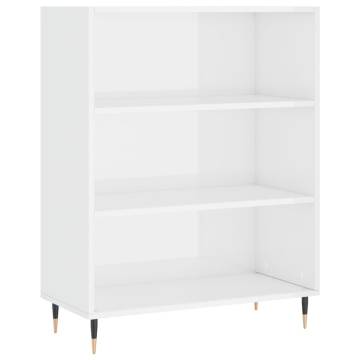 Bookcase High Gloss White 69.5x32.5x90 cm Engineered Wood