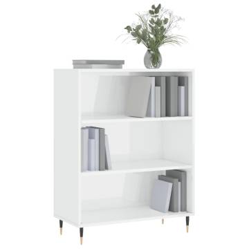 Bookcase High Gloss White 69.5x32.5x90 cm Engineered Wood