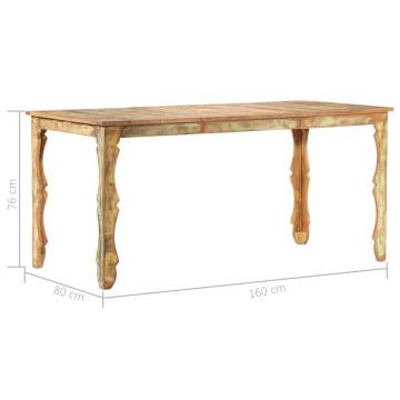 Dining Table 160x80x76 cm Solid Reclaimed Wood