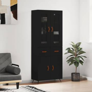 Highboard Black 69.5x34x180 cm Engineered Wood