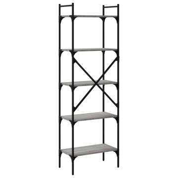 Bookcase 5-Tier Grey Sonoma 56x31.5x174 cm Engineered Wood