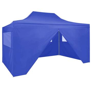 Professional Folding Party Tent with 4 Sidewalls 3x4 m Steel Blue